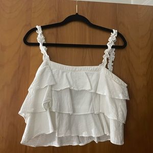 White Ruffle Top